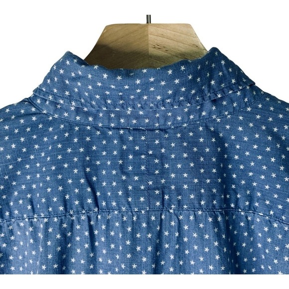 J Crew Slim Fit Blue Star Print Long Sleeve Button Down Shirt Mens Size Large - Picture 7 of 7